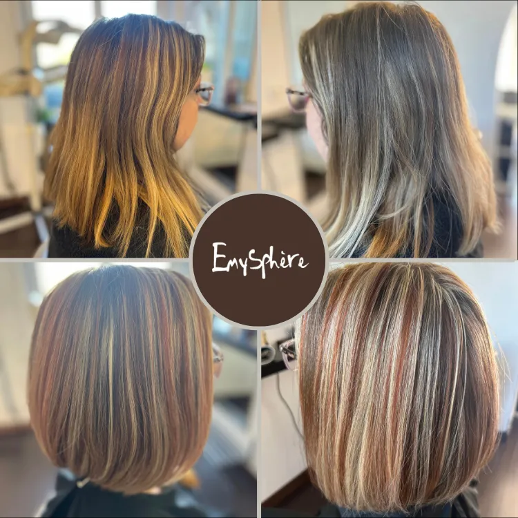 balayage cheveux blond cuivré salon Emysphere-Coiffure