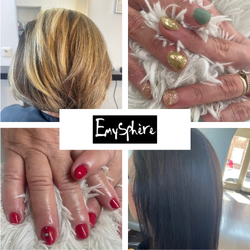 Montage photo des réalisations coiffure et manucure de la semaine 25 au salon Emysphere à Coudekerque-Branche